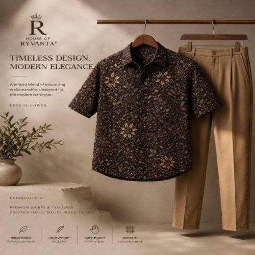 Mens Cotton Pant Shirt Set