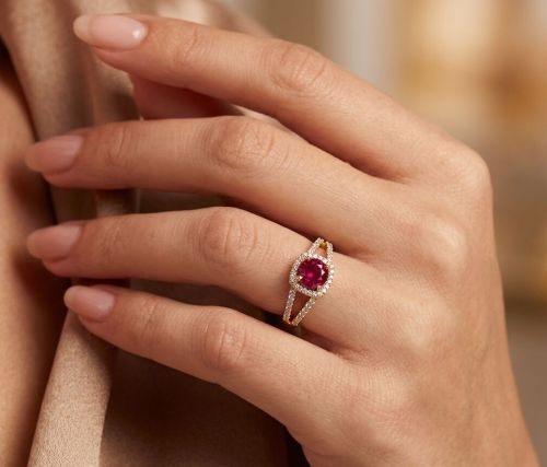 Red Stone Diamond Ring