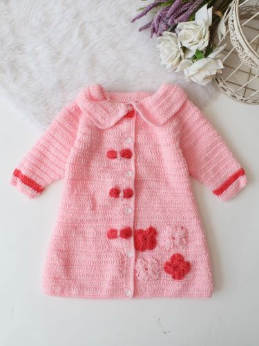 Floral Baby Coat Crochet Dress