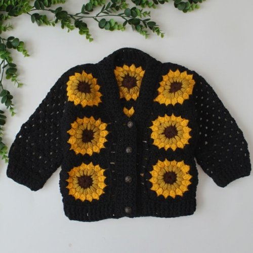 Handmade Crochet Sunflower Cardigan
