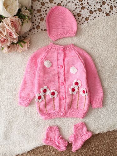 Pink Blossom Crochet Baby Gift Set