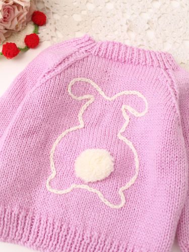 Pink Bunny Crochet Baby Sweater