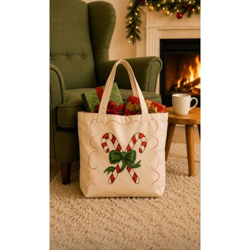 Candy Cane Printed Tote Bag