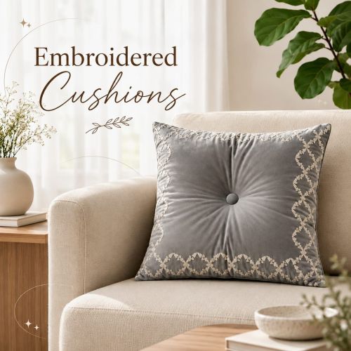 Diamond Embroidered Cushion Cover
