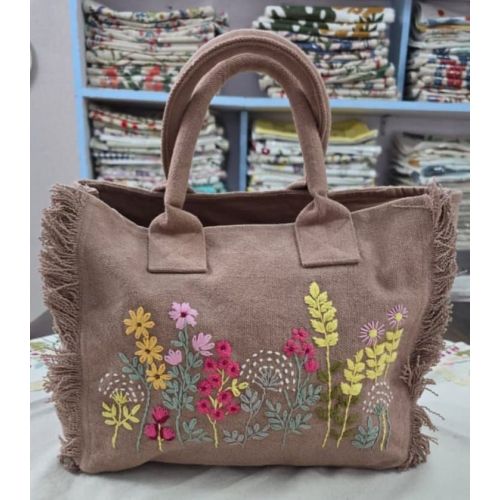 Floral Fringe Tote Bag