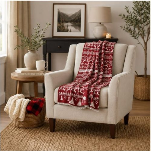 Nordic Festive Throw Blanket