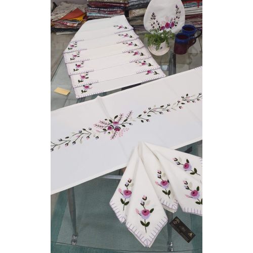 Rose Embroidered Table Linen