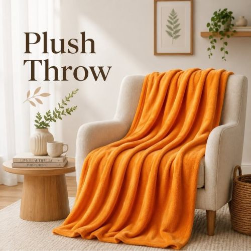 Sunset Orange Plush Throw Blanket
