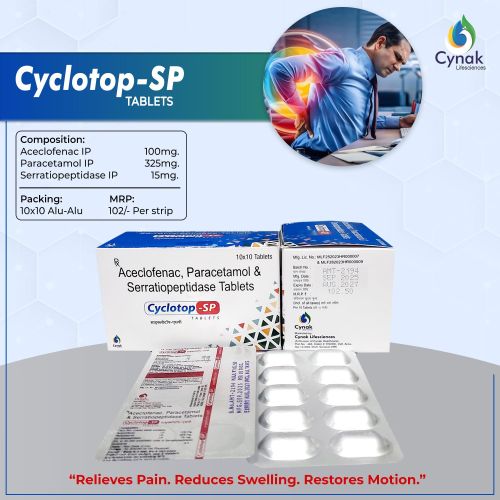 Cyclotop SP Aceclofenac Paracetamol Serratiopeptidase Tablets