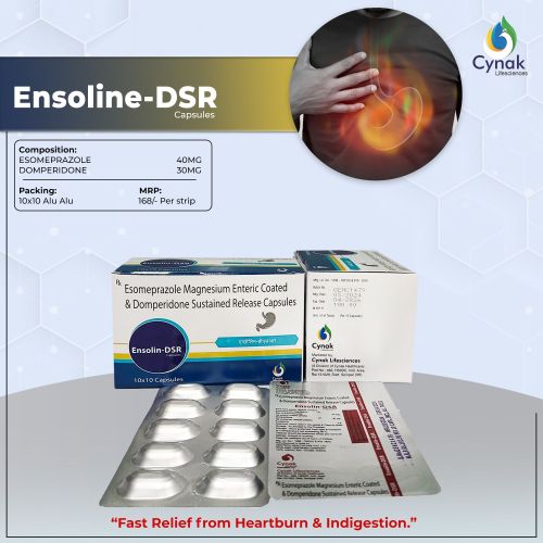 Ensolin DSR Esomeprazole Magenisum Enteric Coated Domperidone SR Capsules