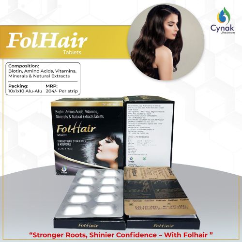 Folhair Biotin Amino Acid Vitamins Minerals Natural Extract Tablets