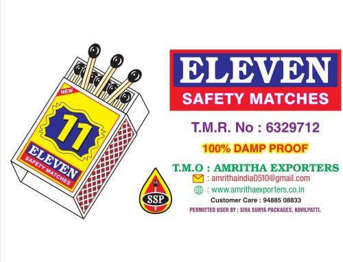 Eleven Wooden Safety Match Box