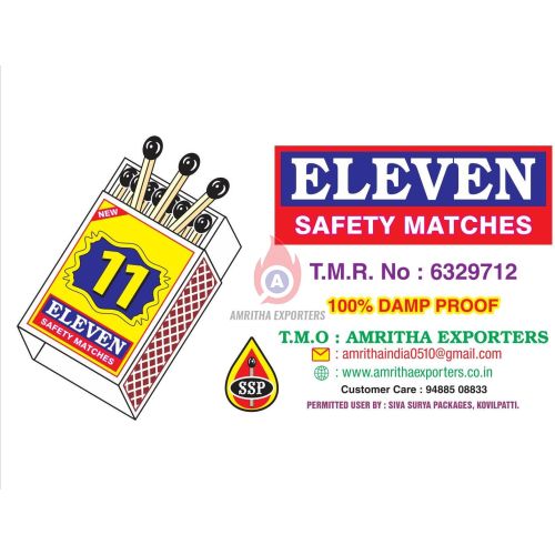 Eleven Wooden Safety Match Box