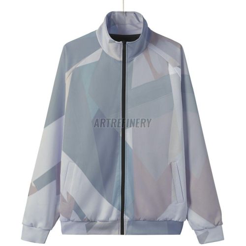 Mens Lavender Geometric Fragment Stand Collar Jacket