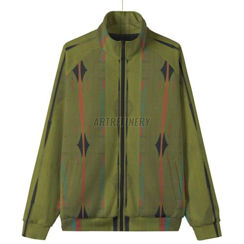 Mens Olive Green Outerwear Stand Collar Jacket