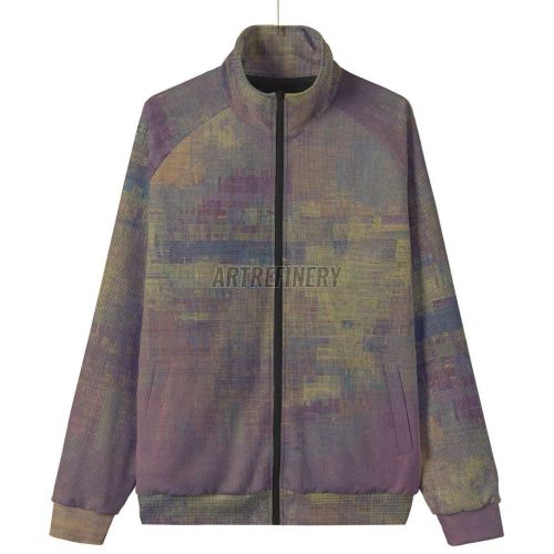 Mens Purple Texture Stand Collar Jacket