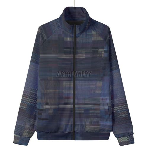Mens Violet Urban Architectural Stand Collar Jacket