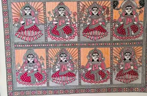 Ashta Lakshmi Madhubani Mithila Painting