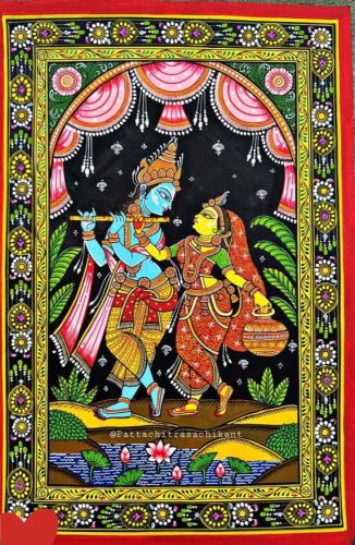 Divine Couple Radha Krishna Handmade Painting