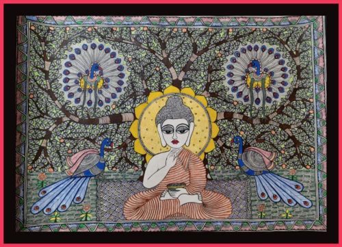 Gautam Buddha Style Madhubani Mithila Painting