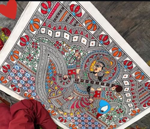 Goddess Saraswati Madhubani Mithila Painting