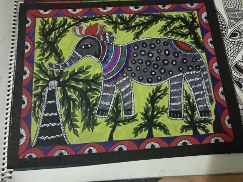 Handmade Elephant Madhubani Mithila Painting