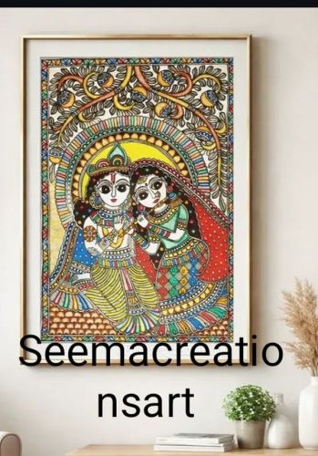 Radha Krishna Handmade Madhubani Painting