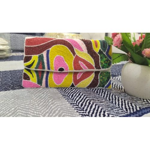 Artistic Beaded Envelope Clutch Purse