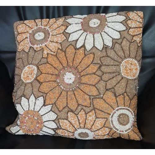 Bronze Beaded Cushion Cover