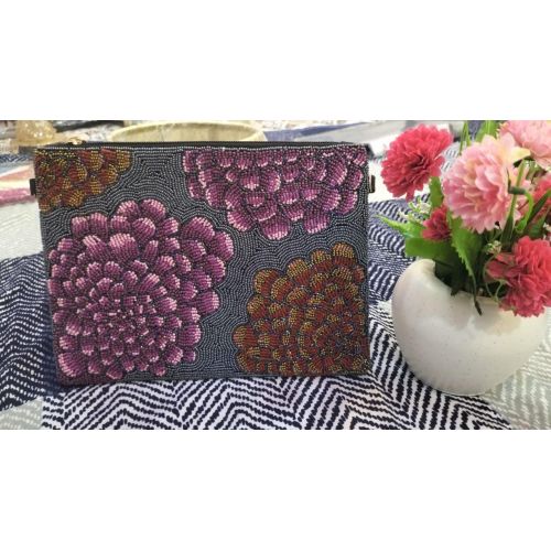 Dahlia Beaded Zipper Clutch