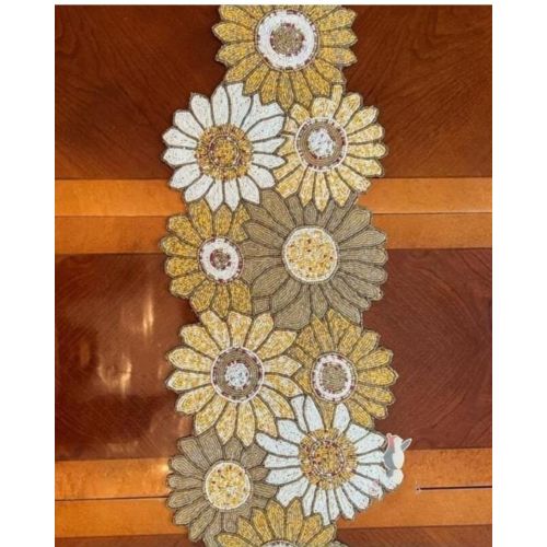 Daisy Blossom Beaded Table Runner