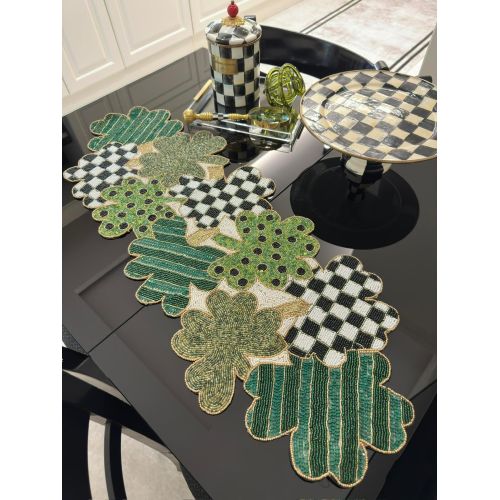 Shamrock Checkerboard Beaded Table Runner