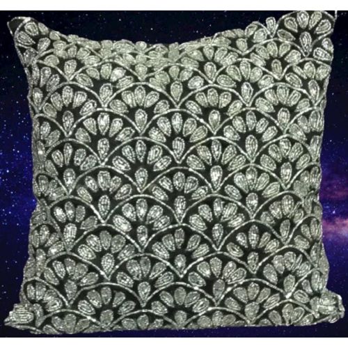 Silver Scallop Art Cushion Cover