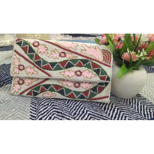 Tribal Beaded Envelope Clutch Purse