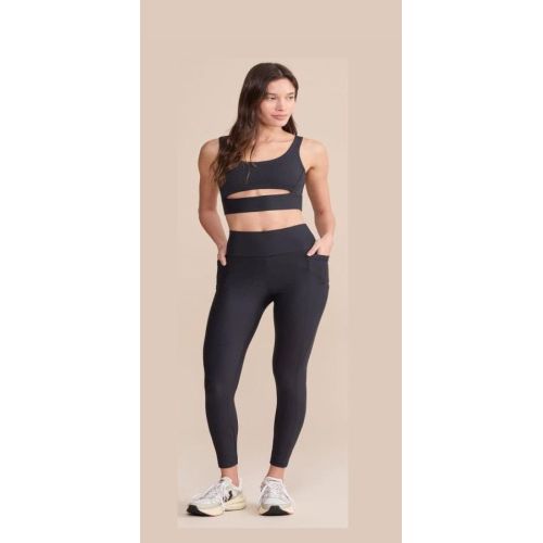 Black Slit Bra and High Waist Legging Set