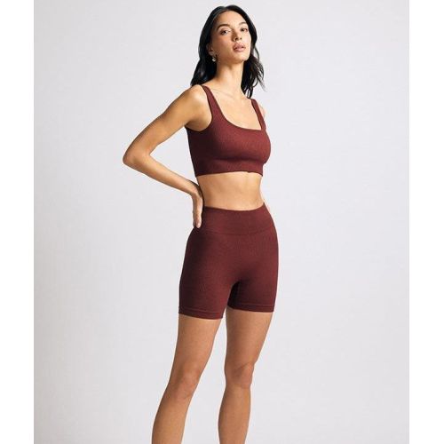 Brown Poly Spandex Sports Bra and Shorts Set
