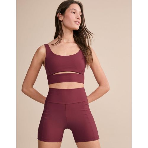 Maroon Slim Fit Sports Bra with Shorts