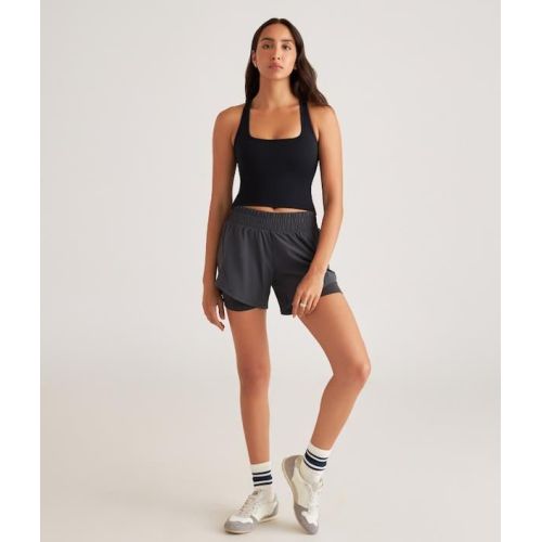Poly Spandex Black Longline Sports Bra