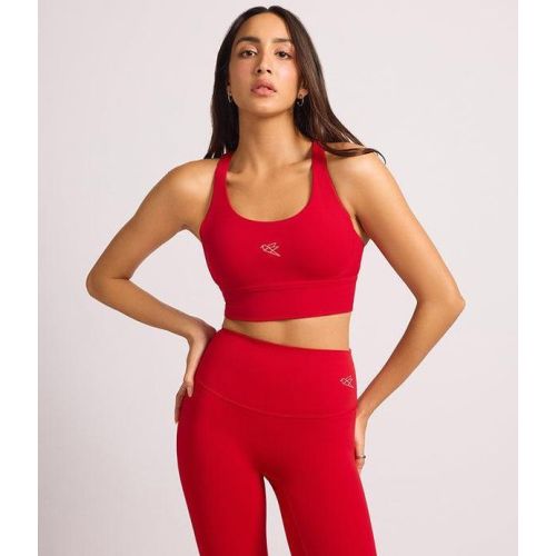 Red Cross Strip Sports Bra and High Waist Legging Set
