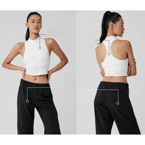 White High Neck Bra Tank and Black High Waist Pant
