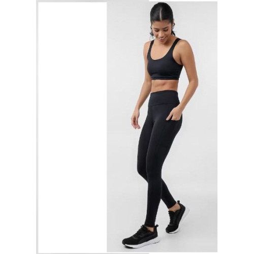 Women Black Poly Spandex Activewear Set