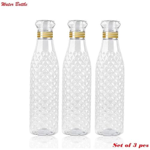 Diamond Cut Crystal Clear Plastic Water Bottle Set