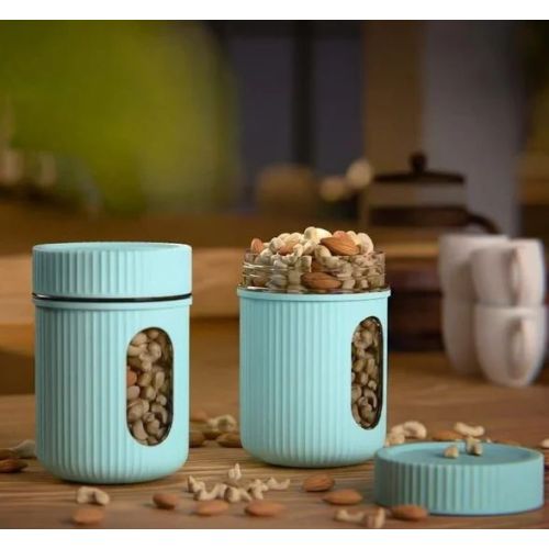 Light Blue Window Multi Purpose Airtight Container Set of 2