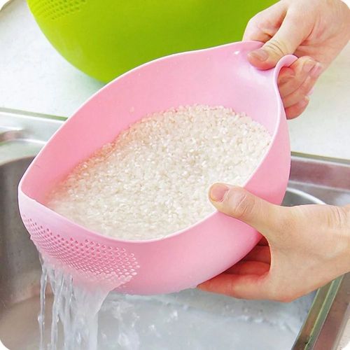 Pink Plastic Rice Washing Bowl