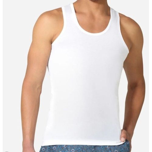 Men Sleeveless White Cotton Vest