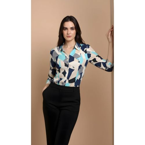 Angular Print Chiffon Shirt for Women