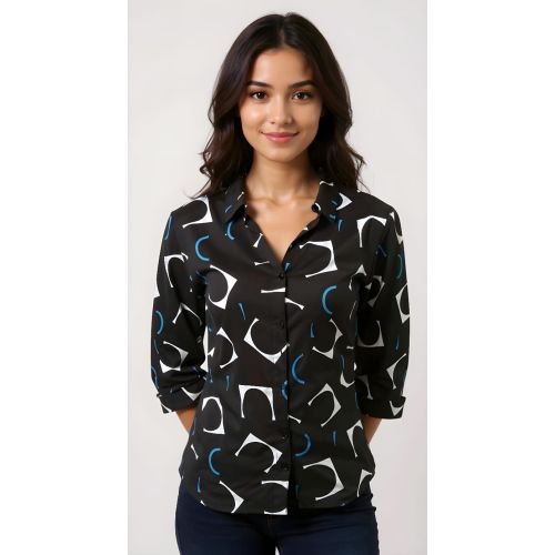Crescent Pattern Chiffon Shirt for Women