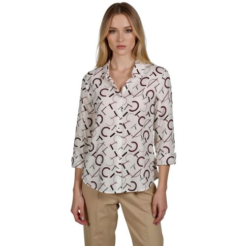 Geometric Print Chiffon Shirt for Women