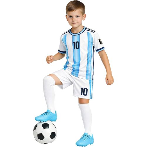 Kids Argentina Inspired Football Jersey Set
