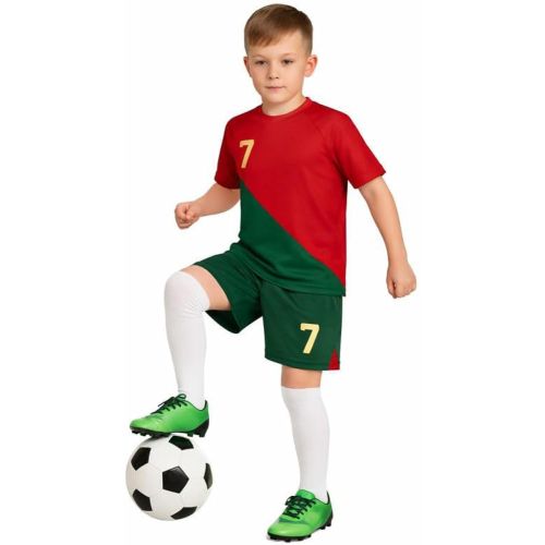 Kids Portugal Inspired Football Jersey Set